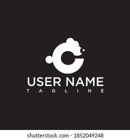 letter C logo concept, combination cup with panda logo, unique, simple, creative