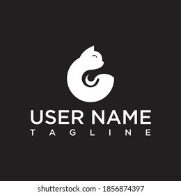letter C logo concept combination with cat simple, unique, creative