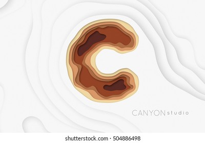 Letter C logo. Creative logo. Canyon studio logo. Relief logo design