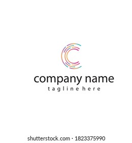 letter c logo creative circle outline illustration with colorful design vector template
