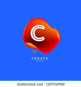Letter C Logo for creative community. C Letter Design Vector with colorful splat and liquid background