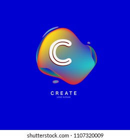 Letter C Logo for creative community. C Letter Design Vector with colorful splat and liquid background