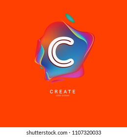 Letter C Logo for creative community. C Letter Design Vector with colorful splat and liquid background