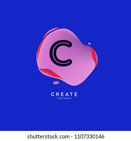 Letter C Logo for creative community. C Letter Design Vector with colorful splat and liquid background