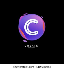 Letter C Logo For Creative Community. C Letter Design Vector With Colorful Splat And Liquid Background