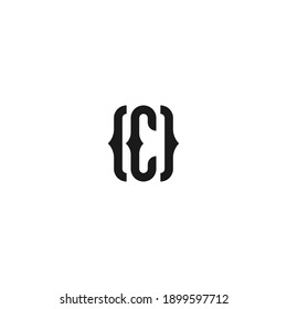 letter C logo and {} or curly braces sign for website programmers, this logo concept consists of the letter C and symbols contained in the html {} or curly braces.