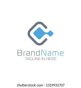 Letter C logo with data symbol