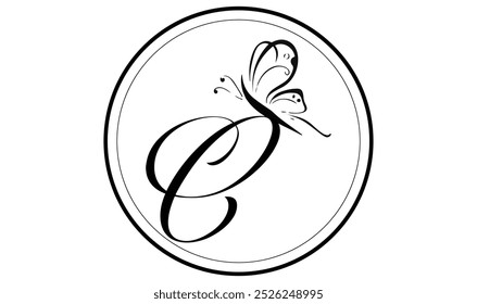 letter C  logo design with butterfly illustration logo concept