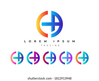 Letter C and A Logo Design with circular form and plus sign