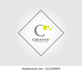 The Letter C Logo Design with a combination of green squares is suitable for your business brand.