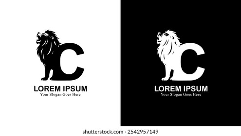 letter C logo design combined with a lion