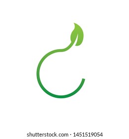 Letter C logo design concept with a leaf element at the end for personal identity and business name