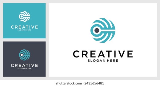 Letter C logo design concept technology