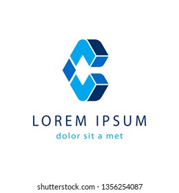 Letter C logo design. Creative icon template, modern geometric blue symbol abstract for your company