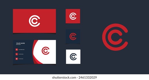 Diseño de logotipo de letra c con concepto creativo y tarjeta de visita. Vector Premium