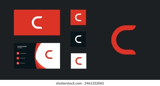 Letter c logo design with creative concept and business card. Premium Vector