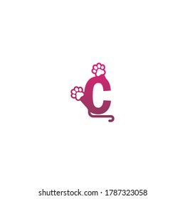 Letter C logo design Dog footprints concept icon illustration