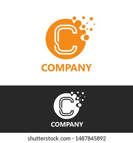 Letter C Logo. C Letter Design with Dots. Vector illustration