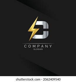 letter C logo design, Electrical Bolt Logo Vector