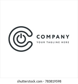 Letter C Logo Design Emblem Template. Creative Electronics Electricity Plug Cord Concept.