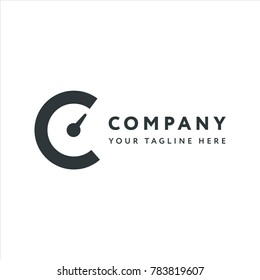Letter C Logo Design Emblem Template. Creative Speed Wheel Motion Energy Concept.