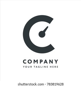 Letter C Logo Design Emblem Template. Creative Speed Wheel Motion Energy Concept.