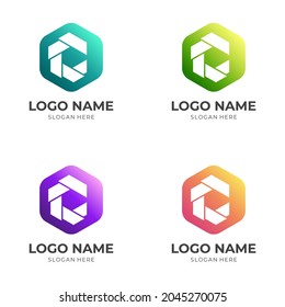 letter C logo design with flat colorful style