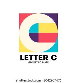 letter C logo design with geometric shape