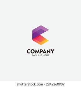 letter c logo design gradient color icon