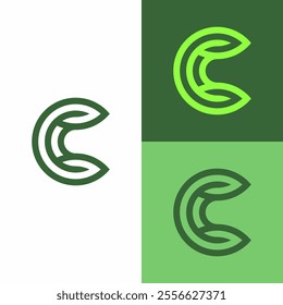 letter c logo design with green nuances and leaf shapes, This design reflects freshness, sustainability and a close connection with nature