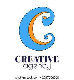 Letter C logo design in hand lettering style