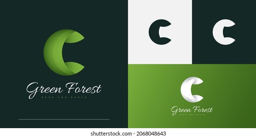 Diseño de logotipo de letra C con estilo natural en concepto de corte de papel. C Logotipo o símbolo de la identidad empresarial