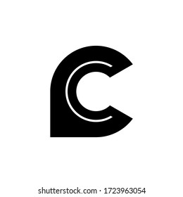 Plantilla de icono de espacio negativo de diseño de logotipo C