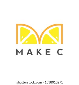 letter c logo design with orange fruit vector  illustration