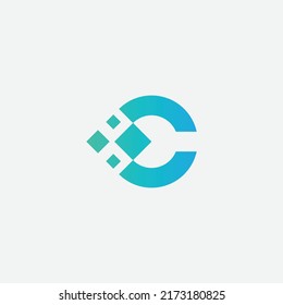 Elemento Pixel de diseño del logotipo C de la letra.