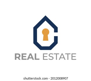 letter c logo design, real estate logo design, key hole design