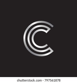 Letter C logo design silver color