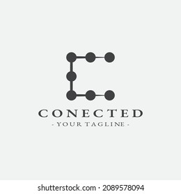 diseño del logotipo de letra C simple plantilla conectada en negro vector eps 10