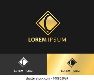 letter C logo design, with a stylish square and elegant colors