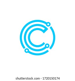 diseño del logotipo de la letra c con concepto de tecnología