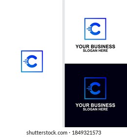 letter c logo design with technology, company, busniess, line concept