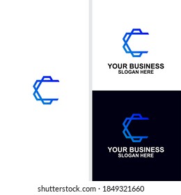 letter c logo design with technology, company, busniess, line concept