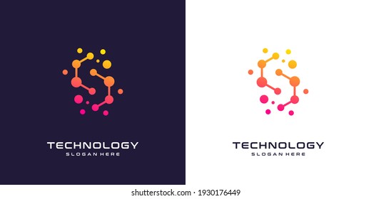 Letter C logo design with technology icon