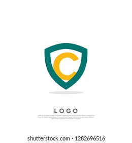 letter C logo design template. creative sign. Universal vector icon. SHIELD style - Vector