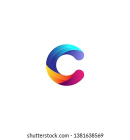 Letter C logo design template. Initial lowercase letter C. Colorful logo on white background