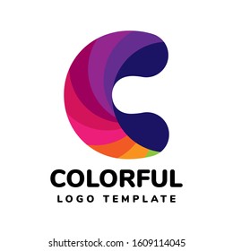 Letter C logo design template. Colorful letter C logo design.