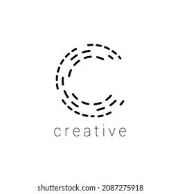Letter C Logo Design Template using irregular circular lines