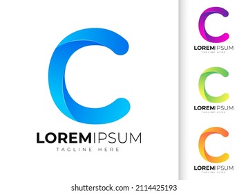 Letter c logo design template. Creative modern trendy c typography and colorful gradient.