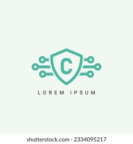Letter C logo design template, technology, electronics, digital, logotype