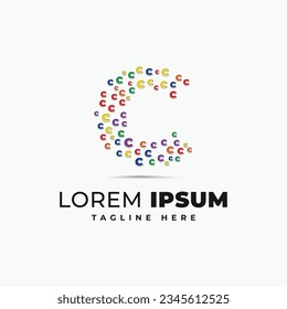 Plantilla de diseño de logotipo de letra c con vector de alfabeto coloreado b